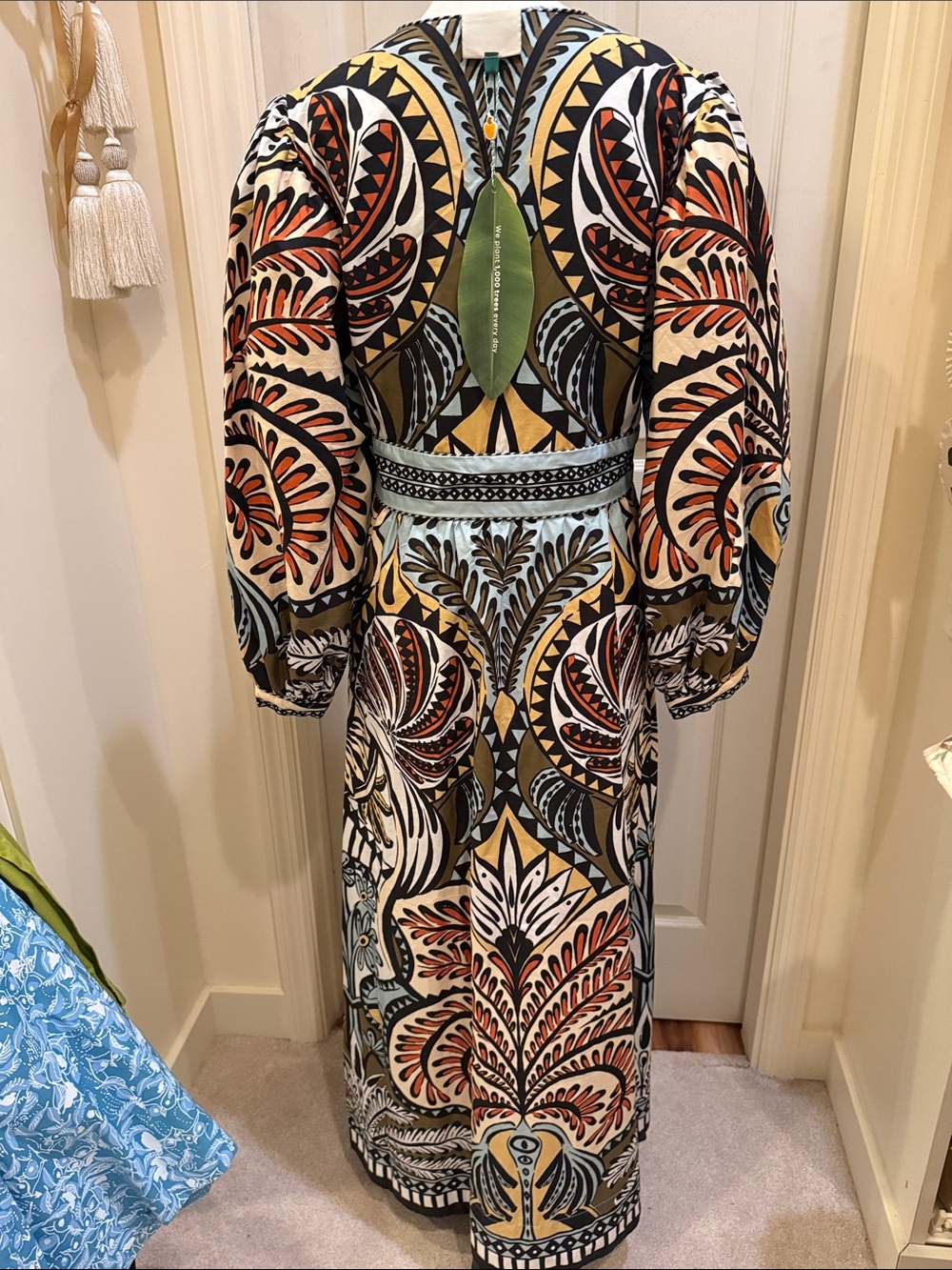 FARM Rio Deep V-Neck Printed Maxi Dress in Cream, Rust & Black - Picture 2 of 6